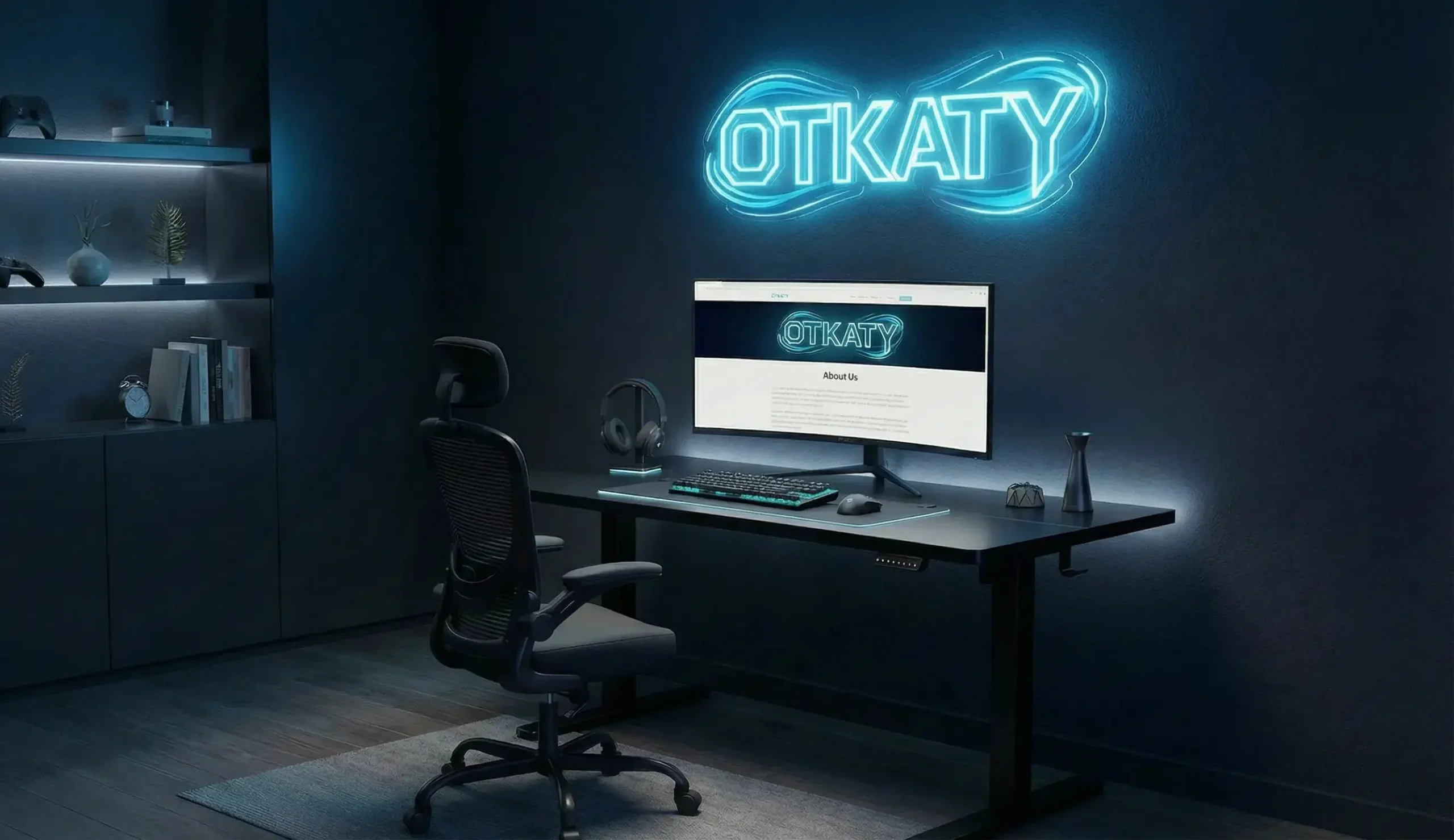 OTKATY electric gaming desk in modern workspace