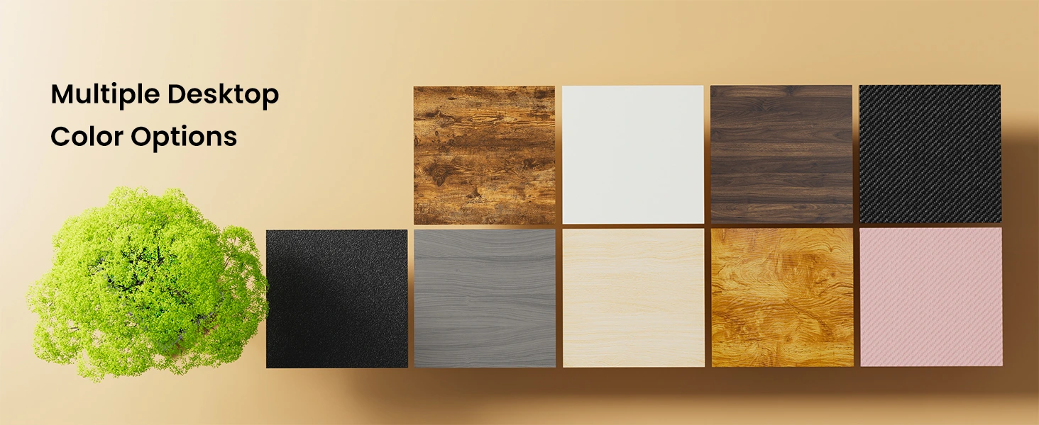 Electric desk colour options including black, white, and grey