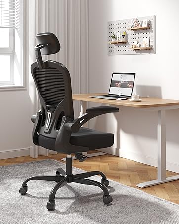 OTKATY ergonomic mesh chair angled back view with S‑curve support