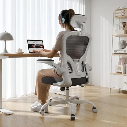 OTKATY Ergonomic Mesh Office Chair with Adjustable Headrest & Lumbar Support
